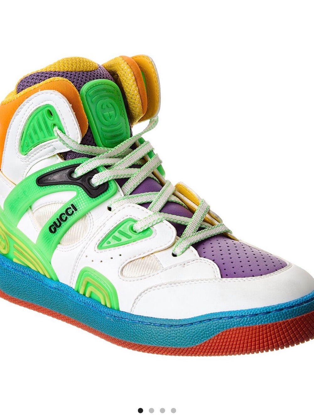 New Gucci Basket Leather & Mesh Sneakers boys kids 27